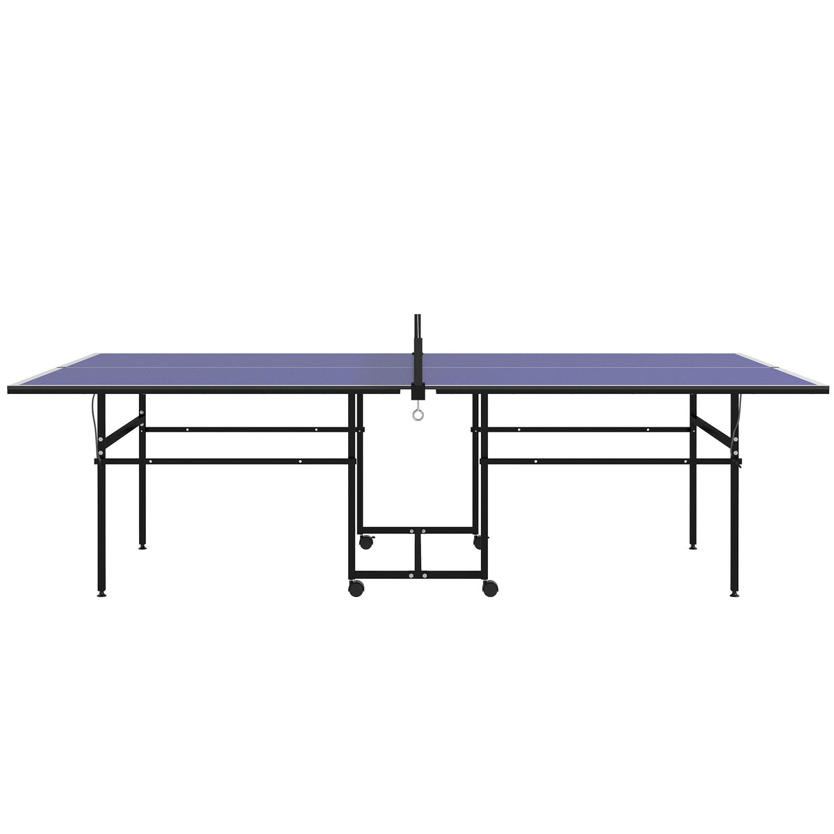 SPORTNOW Tischtennisplatte, klappbar, mobil, 2 Schläger, 3 Bälle, Metallrahmen, 274x152,5x76 cm, Blau