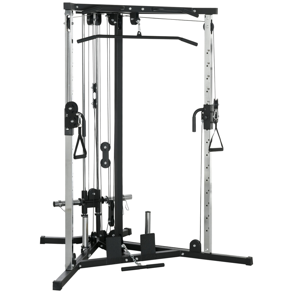 SPORTNOW Multifunktionale Kraftstation mit Klimmzugstange, 15-fach verstellbare Trainingsstation, Schwarz