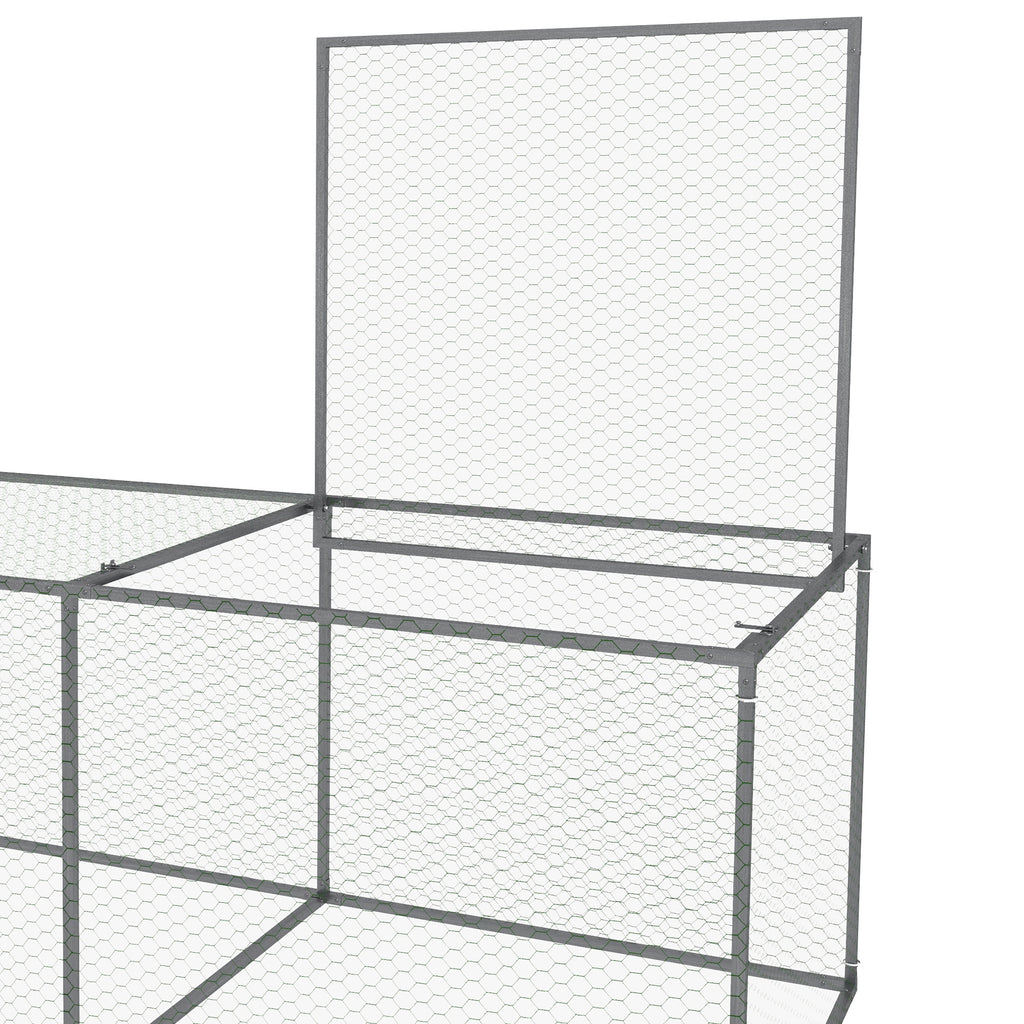 PawHut Enclos poulailler cage clapier extérieur 3 m² für Kleintiere dim. 3 x 1 x 0,8 m verzinkter Stahl
