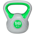 SPORTNOW Kettlebell 16kg in PU und Sand mit flacher Basis und bequemem Griff für Kreuzheben, Kniebeugen und Hebefiguren, 26x18x32 cm, Grün