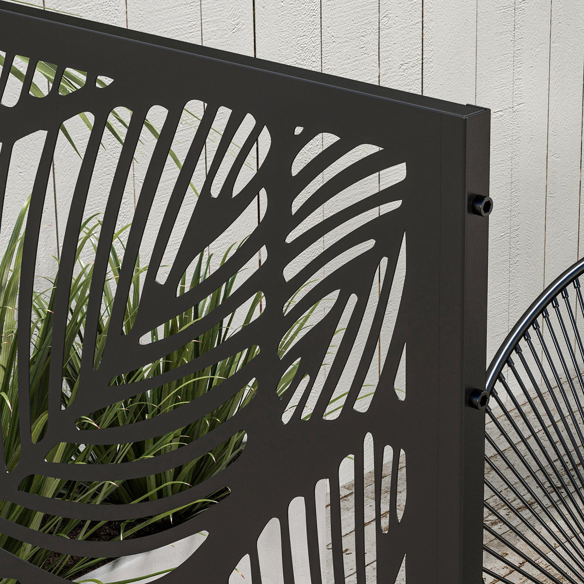 Outsunny Sichtschutz Sichtschutz Garten Gartenabtrennung, florale Muster, Metall, 122 x 45 x 198 cm, Schwarz