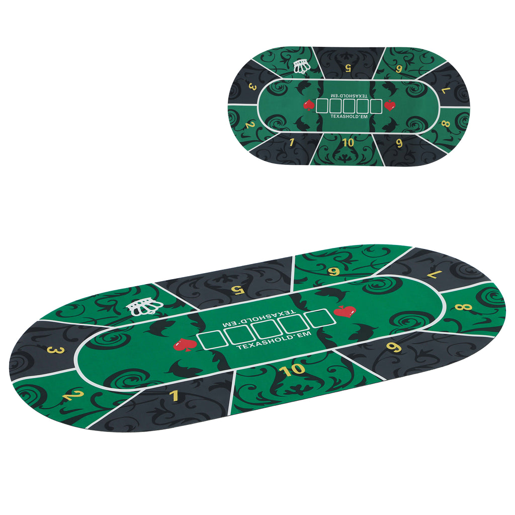 SPORTNOW Pokertischdeck, Pokertischauflage für bis zu 10 Spieler, inkl. Transporttasche, 180 x 90 x 0,5 cm, grün und schwarz