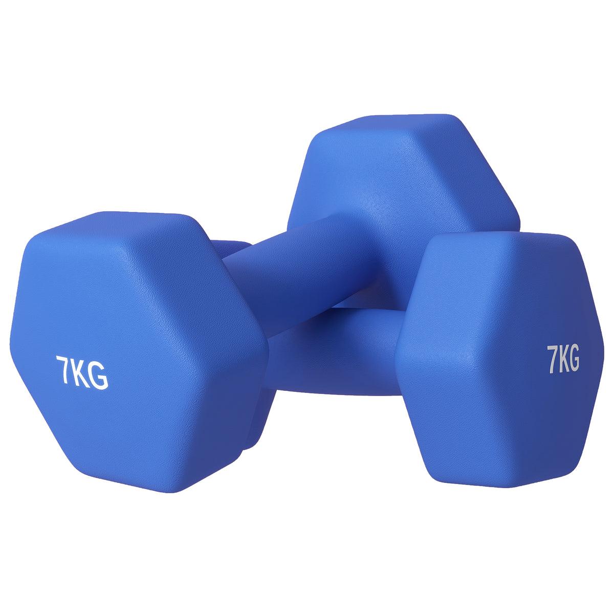 SPORTNOW Set 2 Hexagonale Hanteln 2x7 kg aus Metall und Kunststoff mit rutschfesten Griffen, 22,5x10,5x10,5 cm, Blau