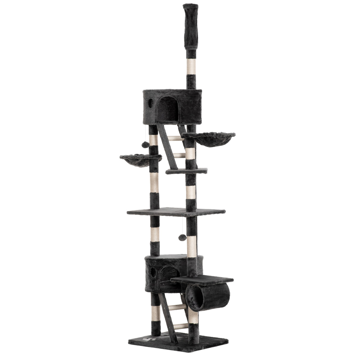 PawHut Katzenkratzbaum 240-260 cm Deckenhoch Kratzbaum groß Kletterbaum Katze Kratzbaum für große Katzen mit Sisalseil Dunkelgrau