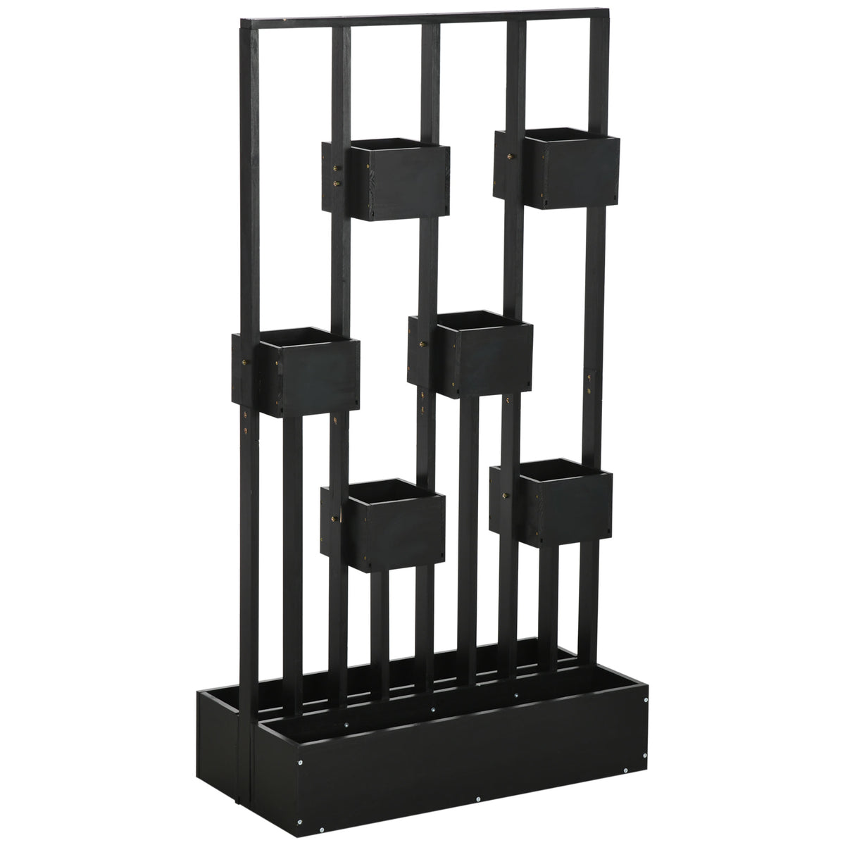 Outsunny Pflanzkasten-Kombination, modulares Design, Standrahmen, Naturholz, schwarz, 90 x 45 x 170 cm