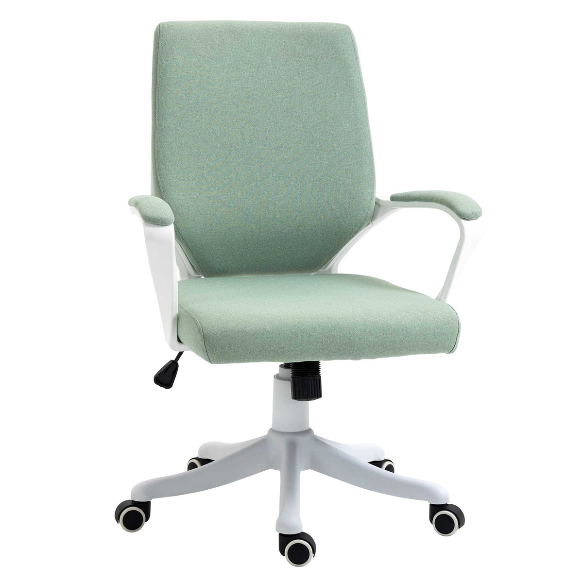 Vinsetto Bürostuhl Schreibtischstuhl Home-Office-Stuhl mit Wippenfunktion Rückenlehne höhenverstellbarer dick gepolstert ergonomisch 360°-Drehräder Polyester Nylon PP Grün+Weiß 62x69x92-100 cm