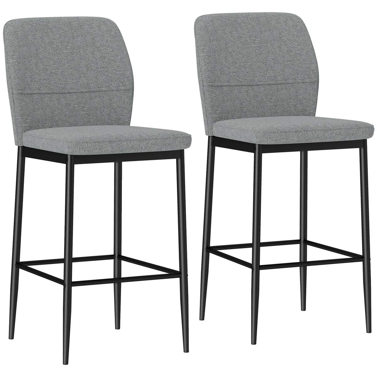 HOMCOM Set 2 moderne Barhocker aus Samt mit Fußstütze und Rückenlehne, 41x52x97 cm, Grau