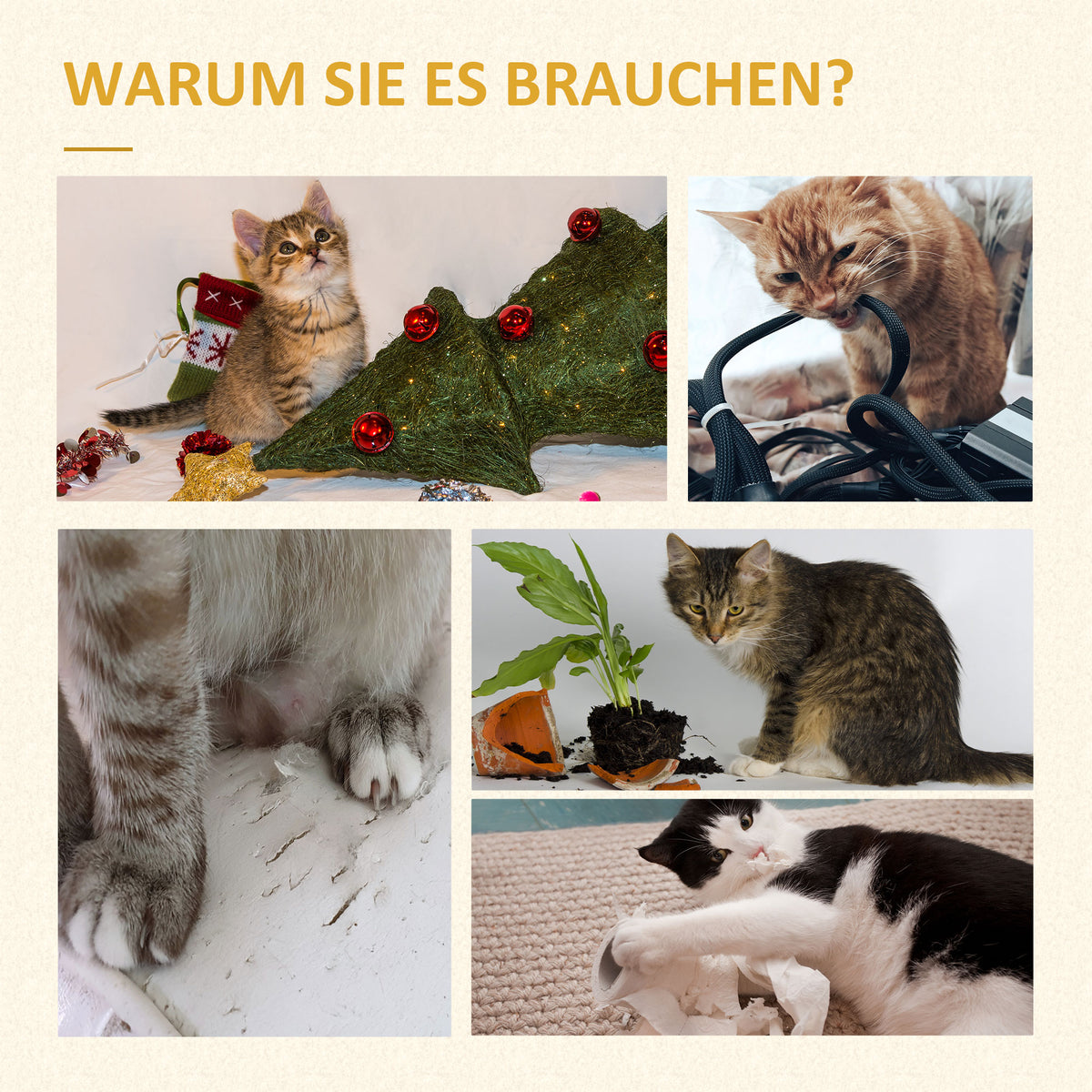 PawHut mit Katzenhöhle inkl. Spielzeug  Sisal Plüsch Khaki + Beige + Kaffee
