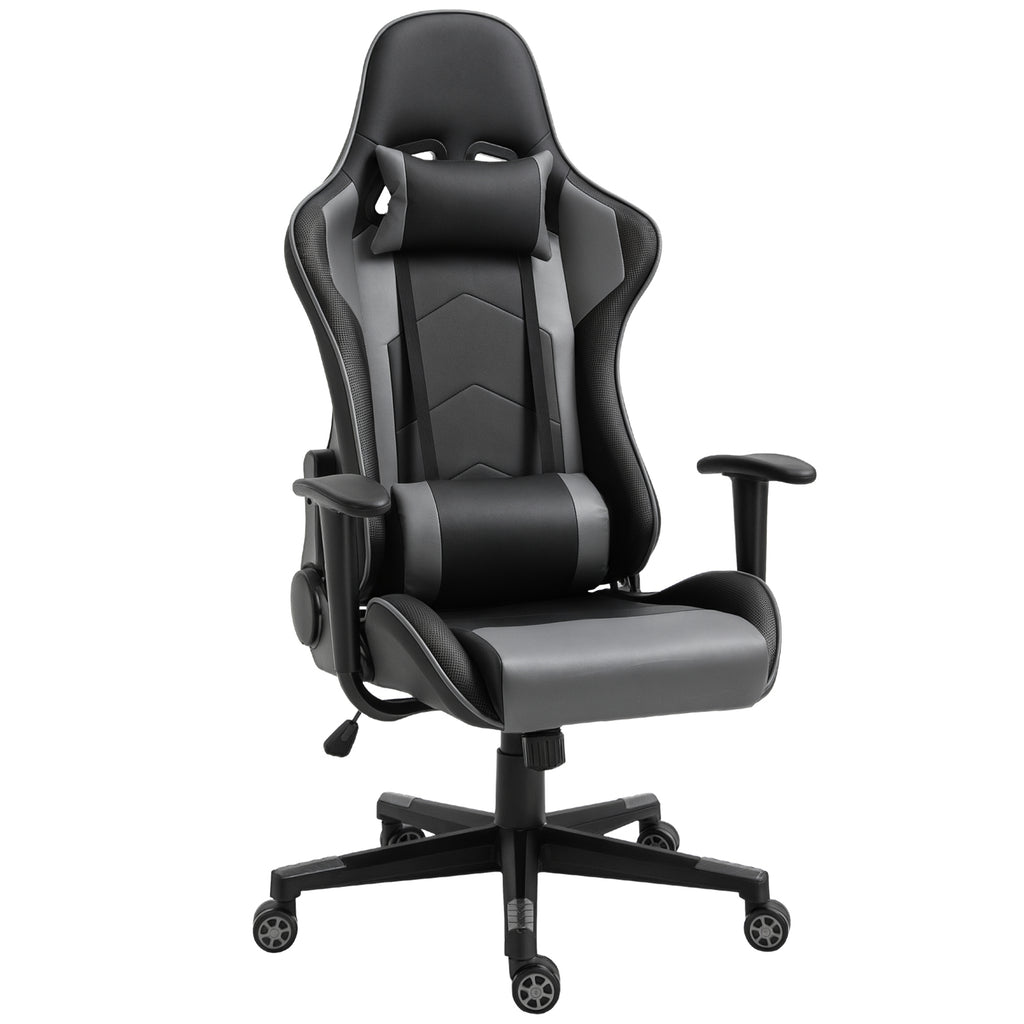 Vinsetto Ergonomischer Bürostuhl, Gaming Stuhl, Drehstuhl, Kunstleder, Schaumstoff, Schwarz, 67,5 x 74x 126-136 cm